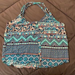 Blue boho crop top, size large. Never worn!